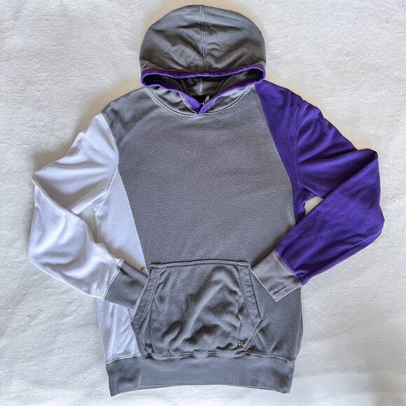 Men's Vurt Sweatshirt | Hood | Pull Over | Gray & Purple | Lightweight | Medium - Picture 1 of 7